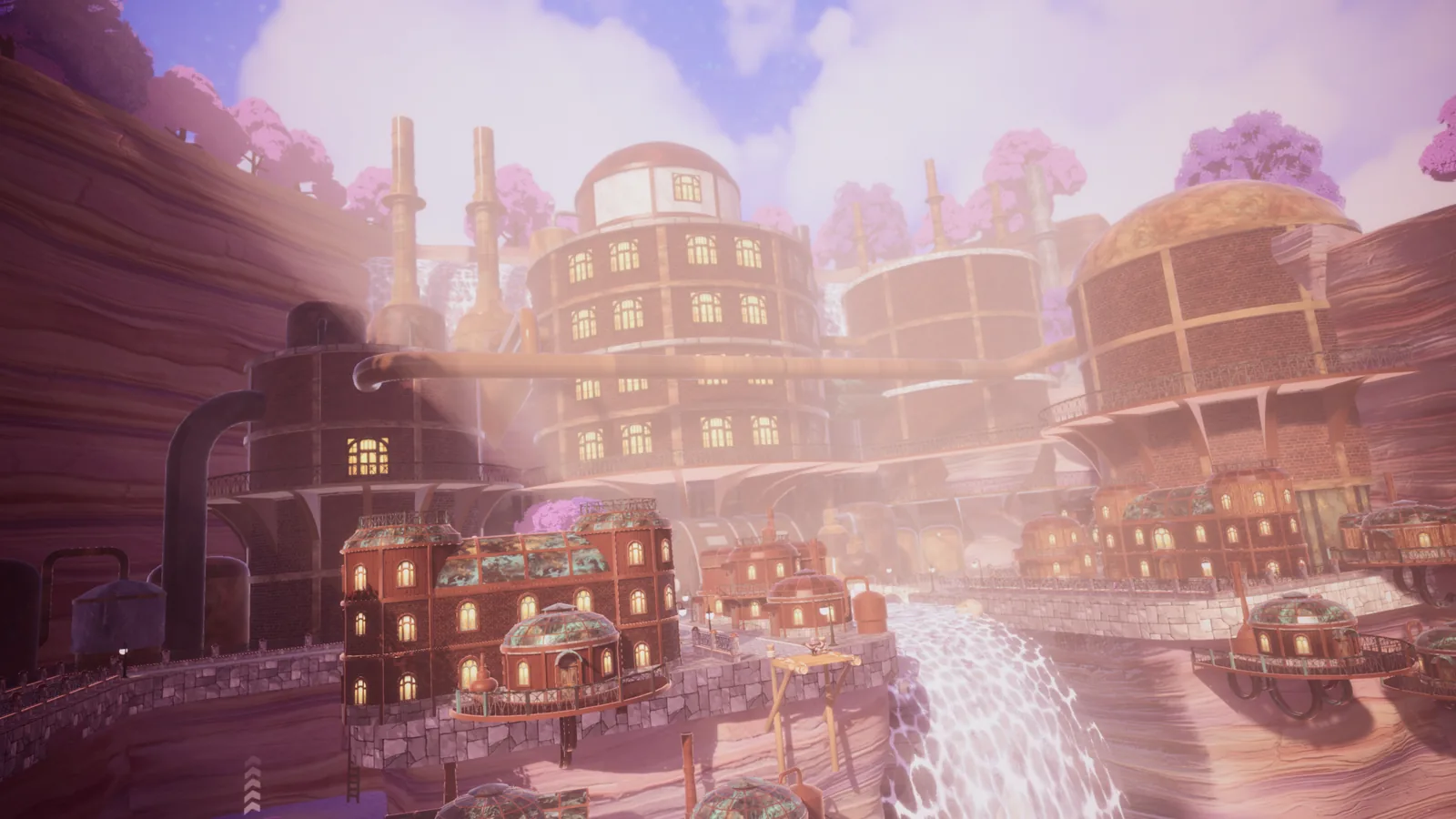 The industrial quarter at dusk